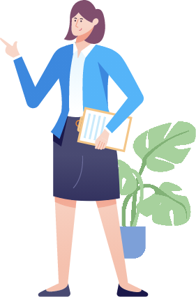 A woman and documents
