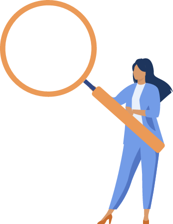 A magnifying glass and documents